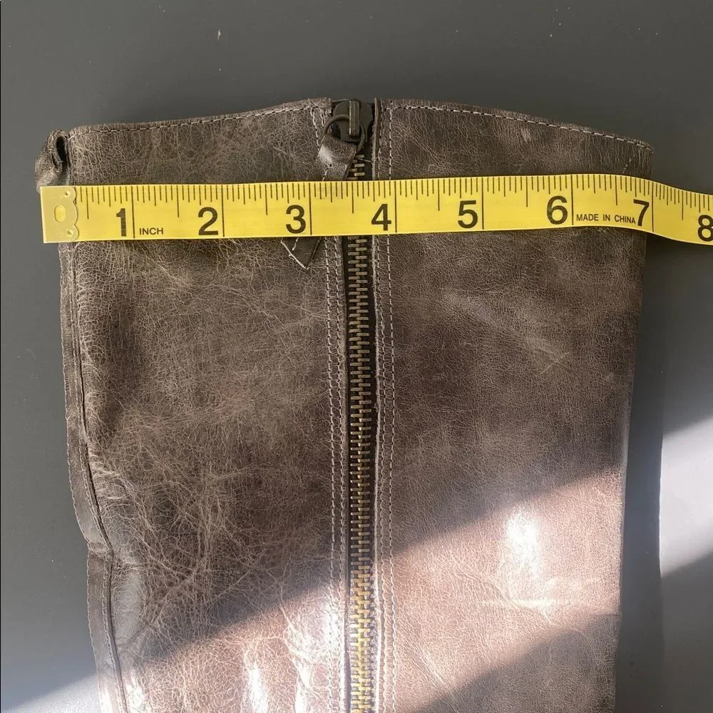 Matisse Distressed Dark Brown Knee High Zip Boots Sz 8M Boho Chic Moto Festival